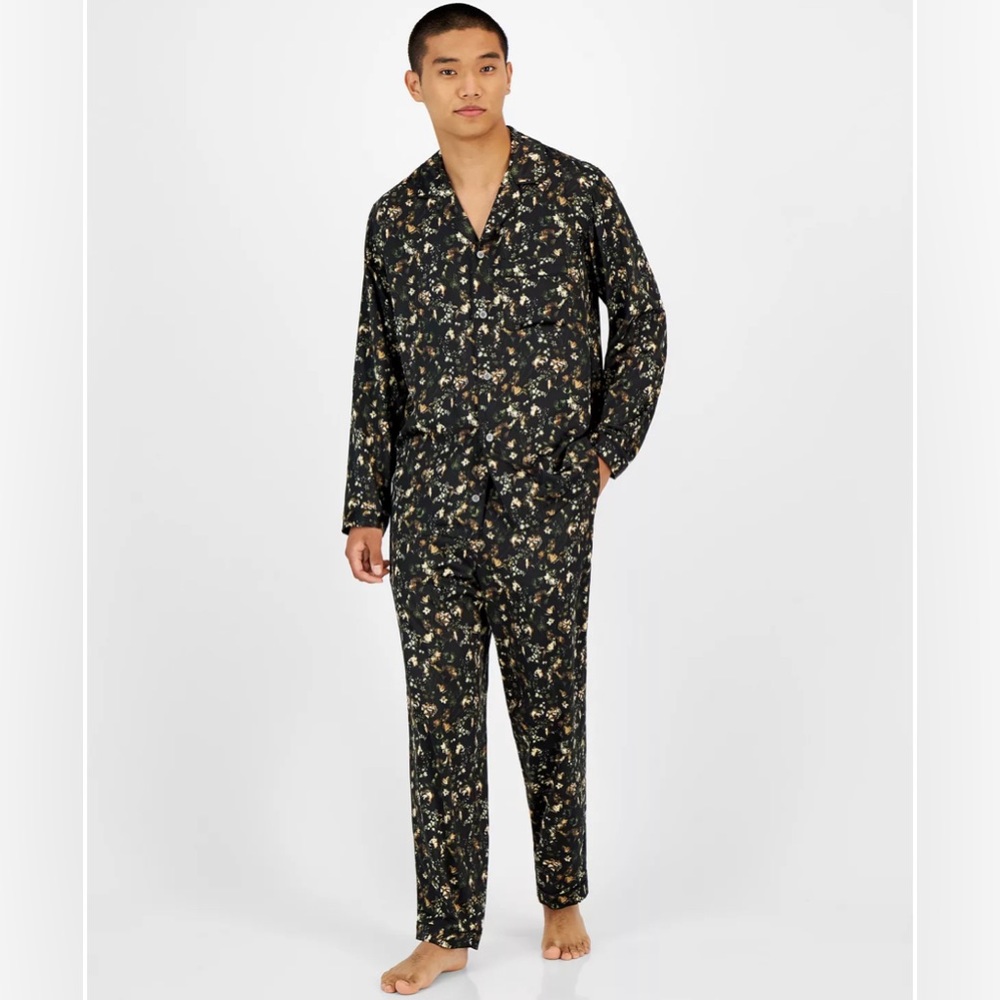 I.N.C. International Concepts® Men's 2-Pc. Floral-Print Pajama Set Sz Large $100